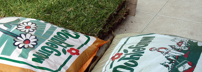 Bags of Fertilizer on Grass