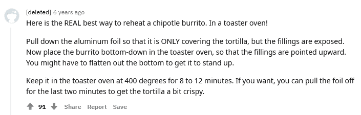 How to Reheat a Chipotle Burrito (Reddit Hack)