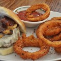 Burger and Onion Rings