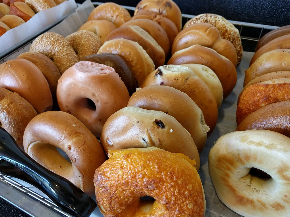 Bagels stacked together