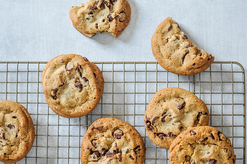 Chocolate Chip Cookies on a Baking Sheet