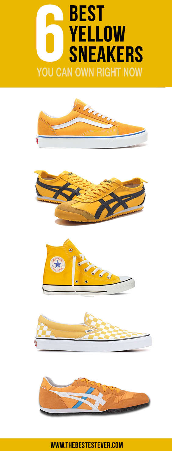 Vertical Image Showing the List of 6 Best Yellow Sneakers