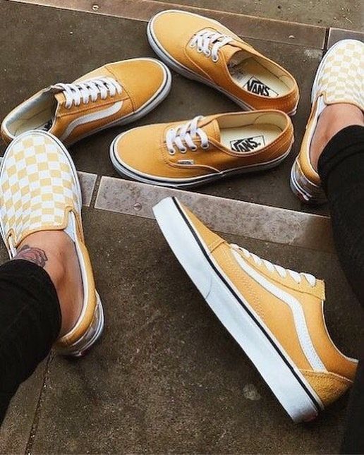 yellow vans on feet