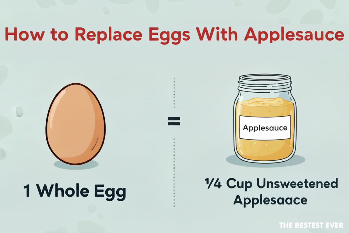 infographic showing how much applesauce is needed to replace an egg