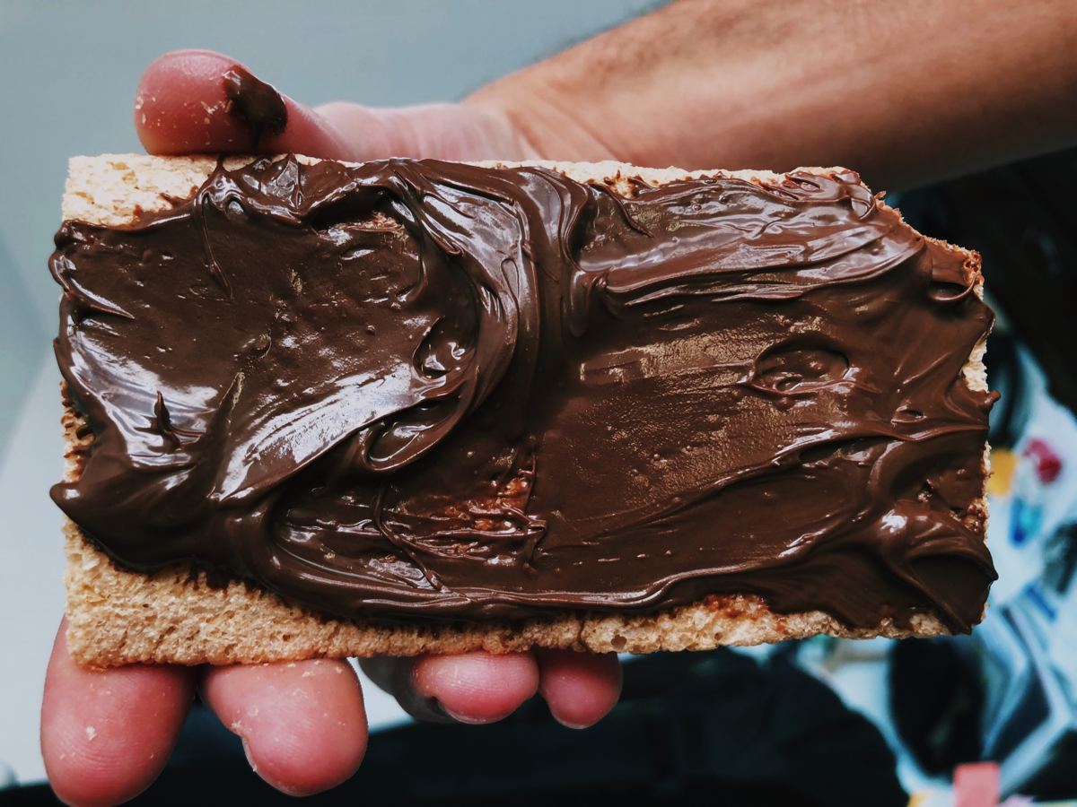 Nutella Spread on a Slice of Bread