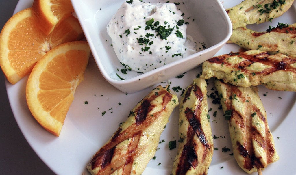 Chicken Strips Beside a Bowl of Tzatziki Sauce: Guide to Freezing Tzatziki Sauce