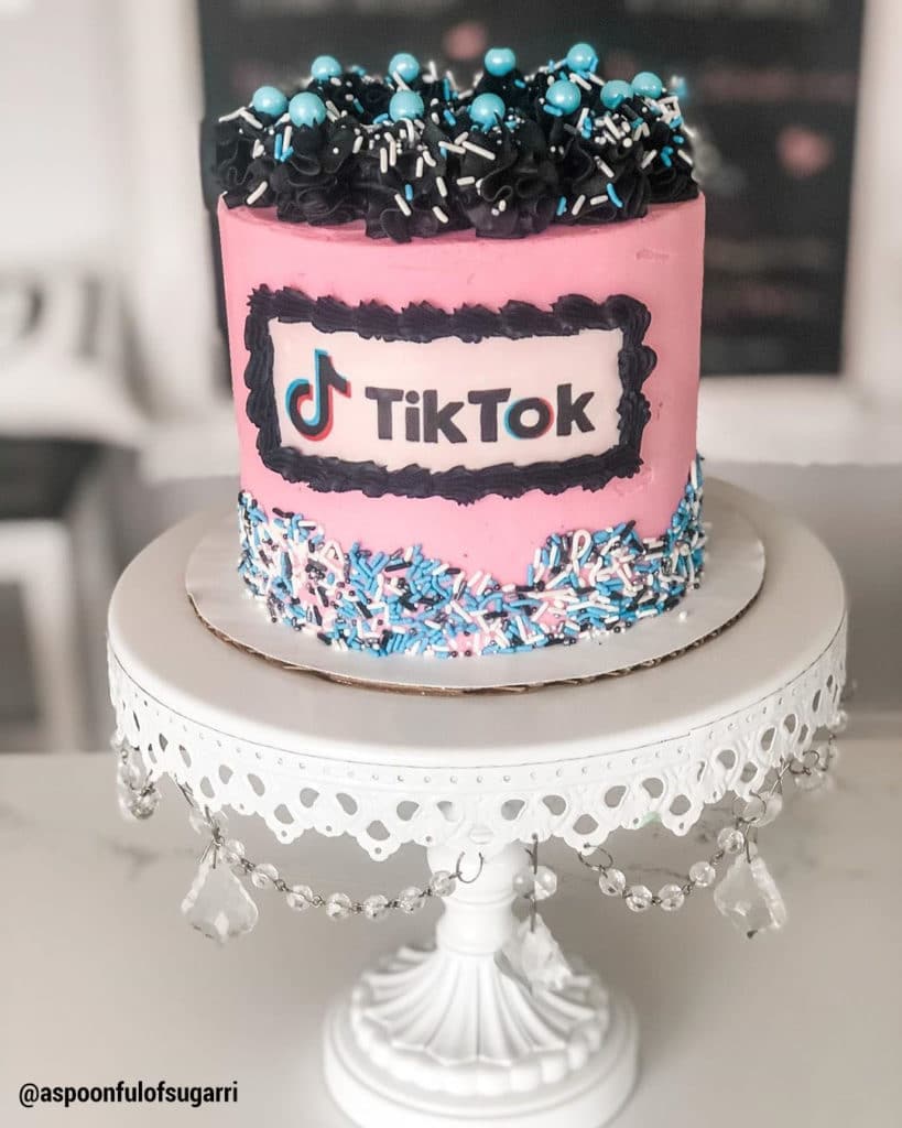 Pink Tik Tok Birthday Cake