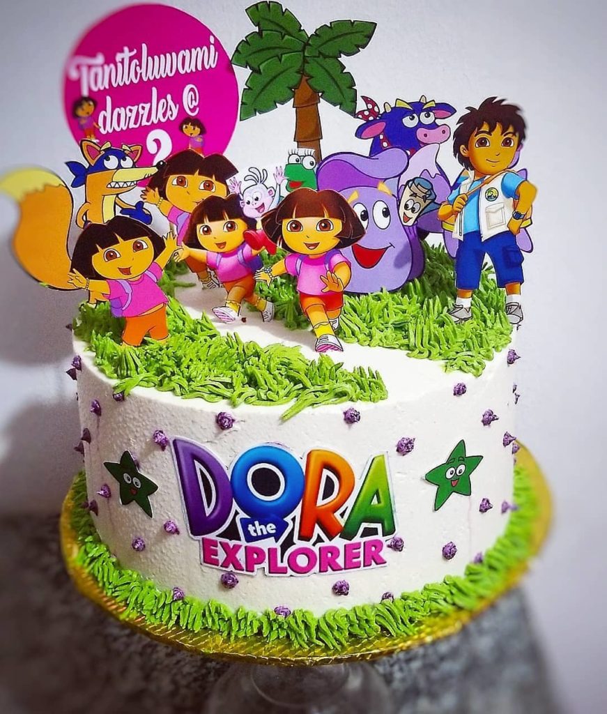 Shop for Fresh Delicious Dora Theme Cream Photo Cake online