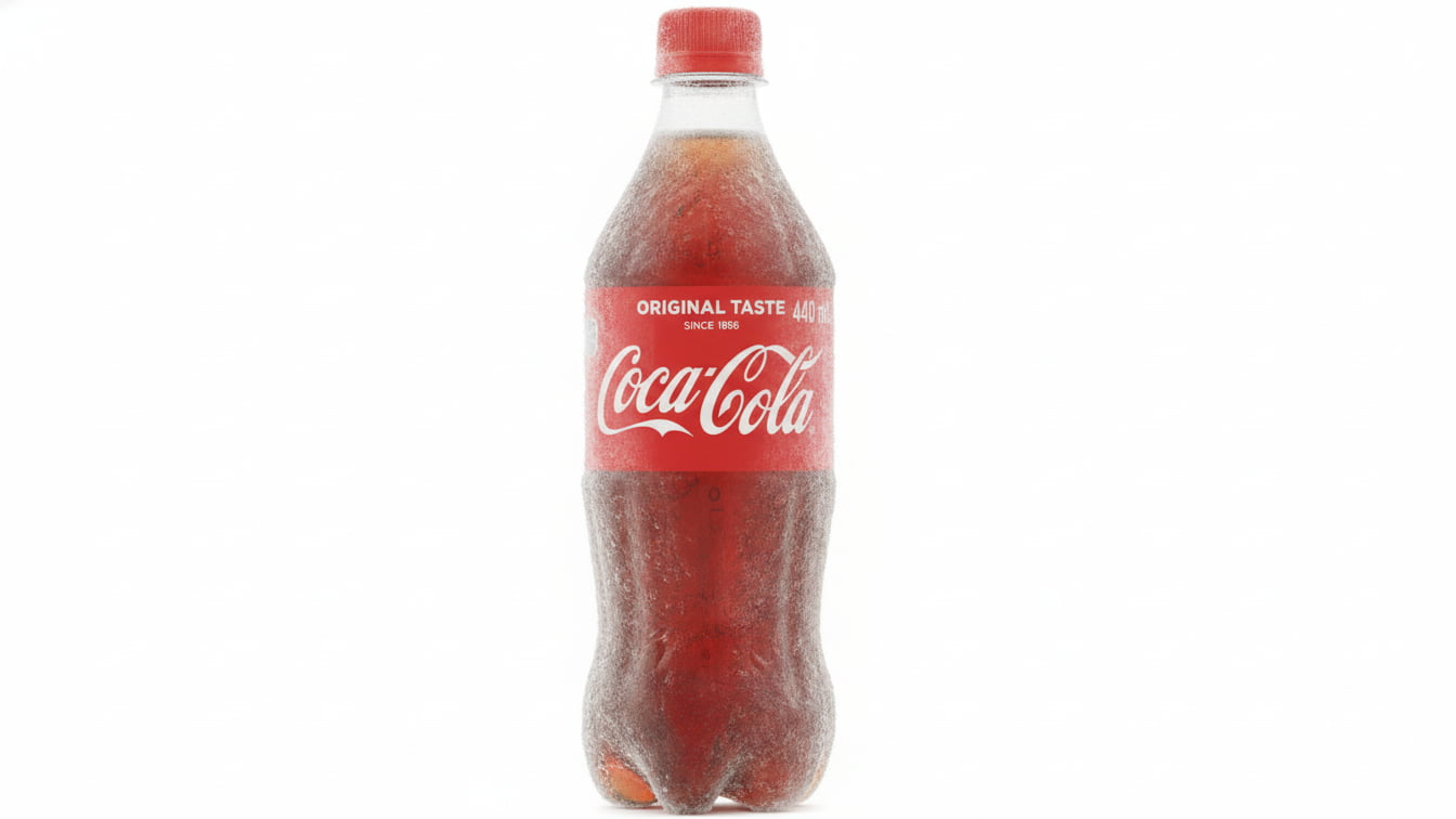 Frozen bottle of Coca Cola