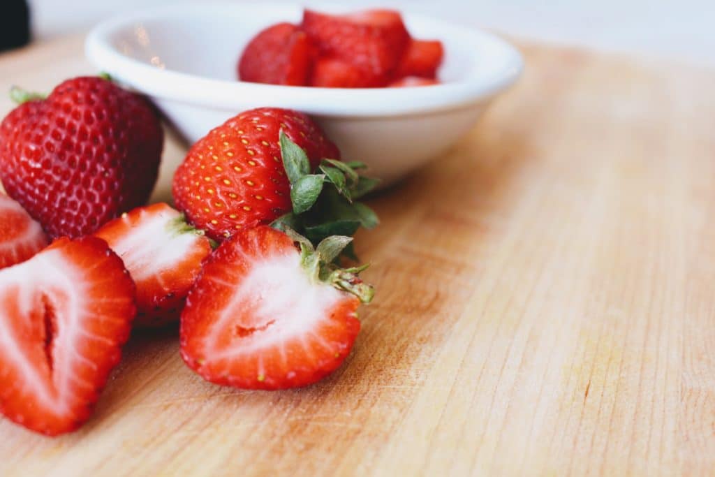 Strawberries on a table