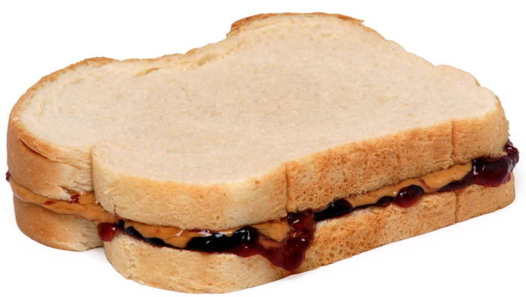 A frozen Peanut Butter & Jelly Sandwich