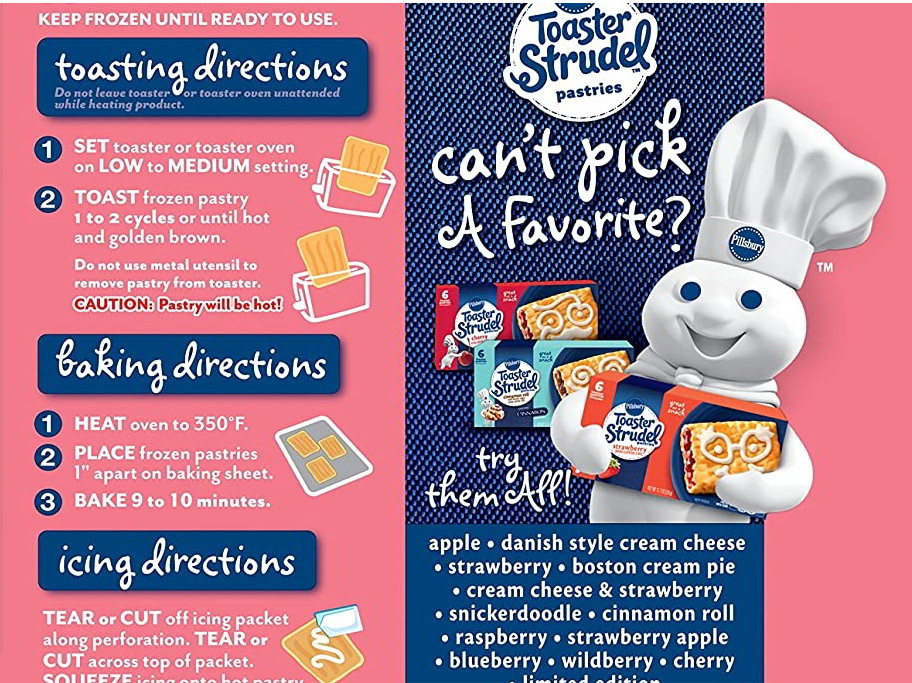 Instructions for Baking a Toaster Strudel