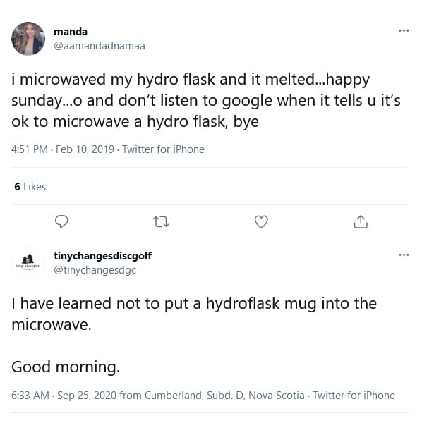 Why You Should Not Microwave a Hydro Flask Bottle (Twitter Reactions)