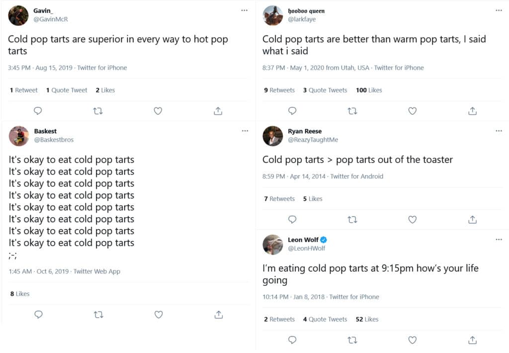 Twitter Reacts to Eating Cold Pop Tarts
