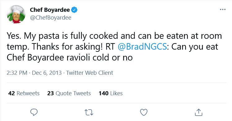 Can You Eat Chef Boyardee Cold? (Twitter Response)