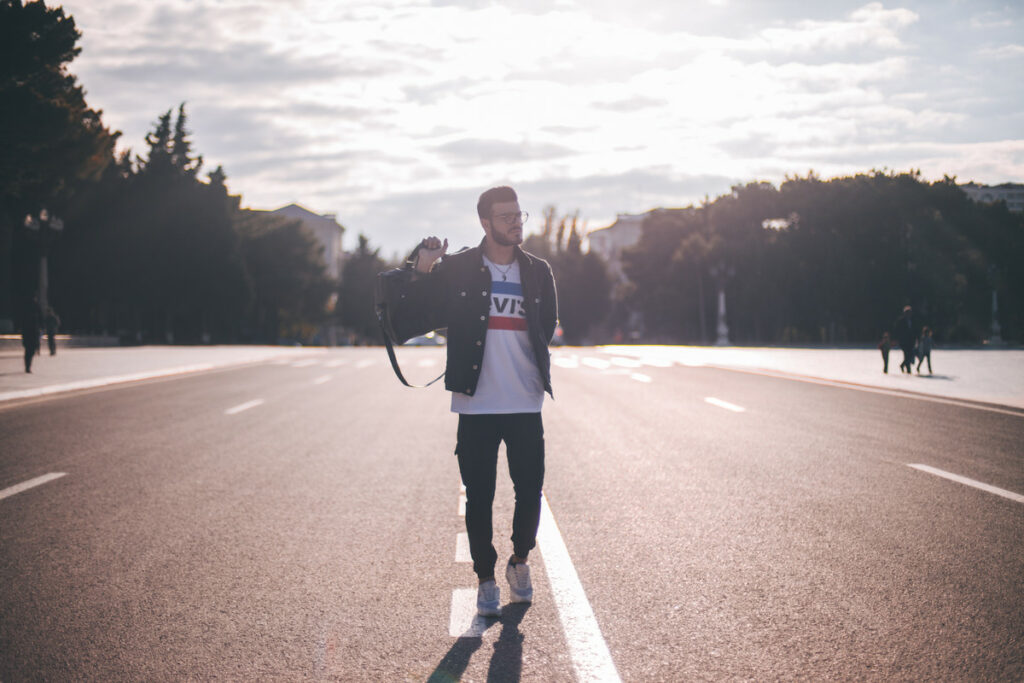 Man Wearing Black Jeans