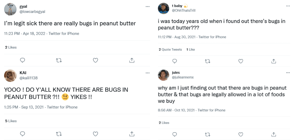 Twitter Reacts To Peanut Butter Having Bugs in it