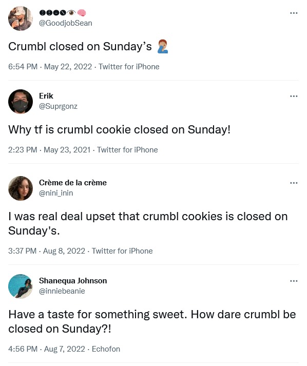 Twitters Reaction to Crumbl Being Closed on Sundays