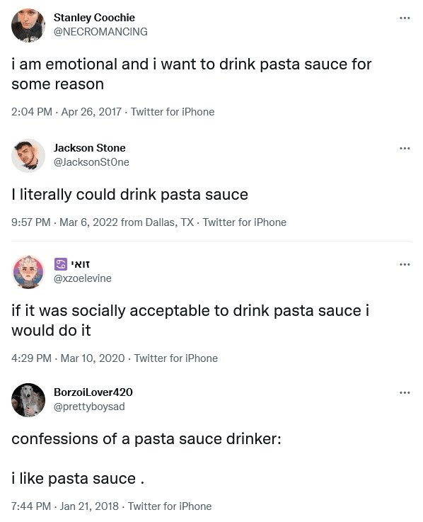 Twitter Users Admit to Drinking Pasta Sauce