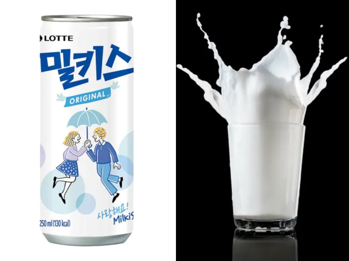 Can of Lotte Milkis, a creamy Korean carbonated drink containing skim milk powder.